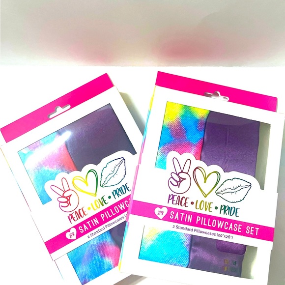 Peace, love, pride, two packs satin pillowcase set  2 boxes- total of 4. NEW!! - Picture 1 of 5